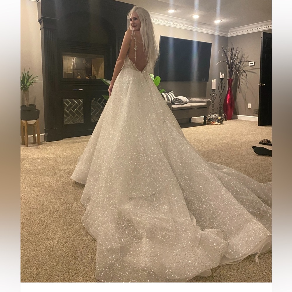 Lazaro Elegant White Sparkling Gown